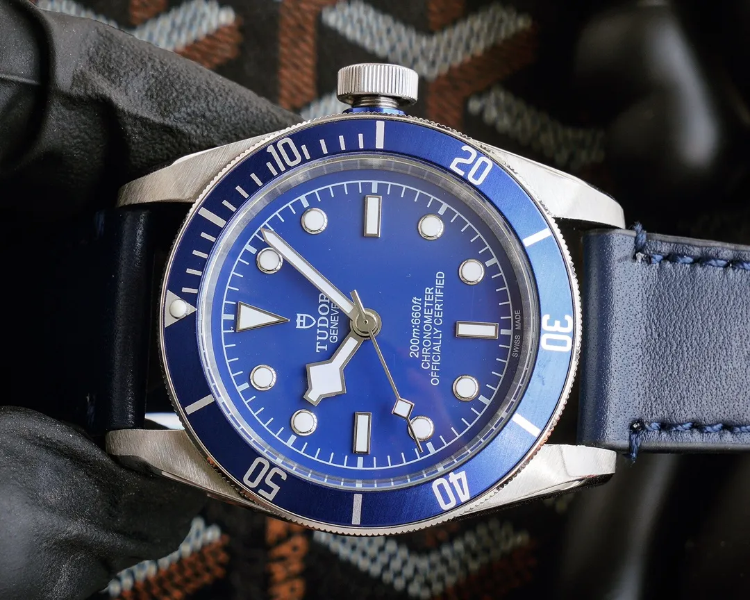 ZF Factory Tudor Black Bay Fifty-Eight Blue Dial Automatic Dive Watch with Navy Leather Strap and Stainless Steel Case FreshLook 4270