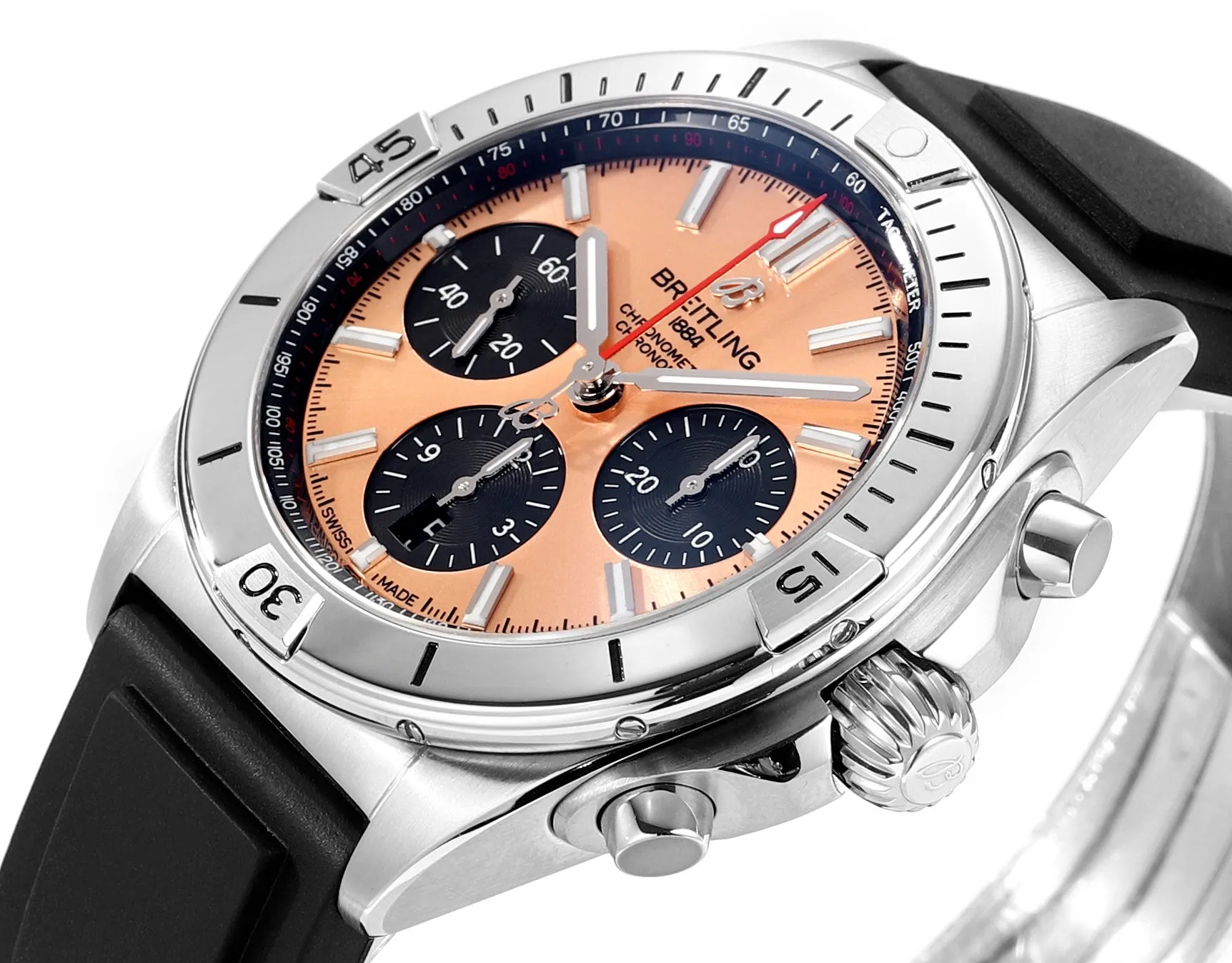 Sustainable BLS Factory Breitling Chronomat Automatic Chronograph Watch with Copper Dial, Black Subdials 2672