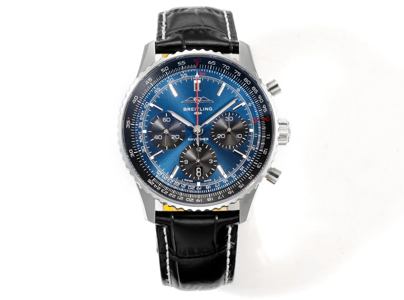 BLS Factory Breitling Navitimer Chronograph Automatic Men’s Watch with Blue Dial, Silver Case TechFriendly 5549