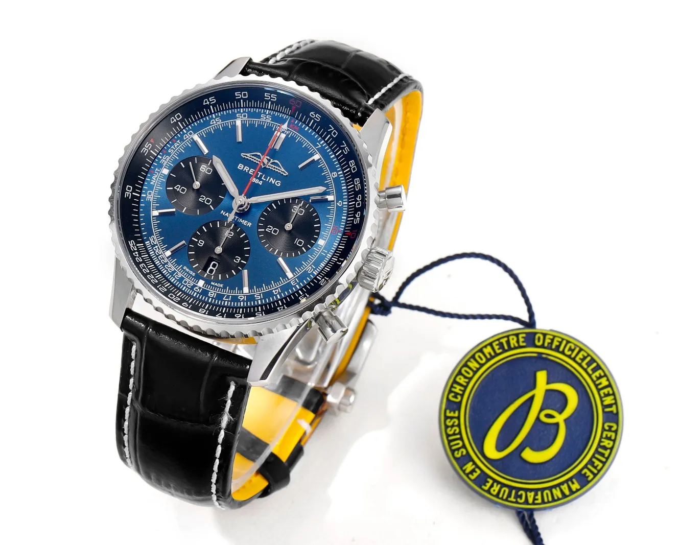 BLS Factory Breitling Navitimer Chronograph Automatic Men’s Watch with Blue Dial, Silver Case TechFriendly 5549