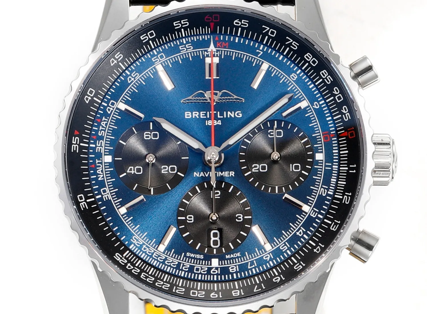 BLS Factory Breitling Navitimer Chronograph Automatic Men’s Watch with Blue Dial, Silver Case TechFriendly 5549