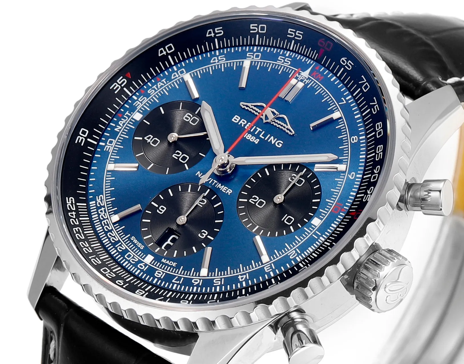 BLS Factory Breitling Navitimer Chronograph Automatic Men’s Watch with Blue Dial, Silver Case TechFriendly 5549
