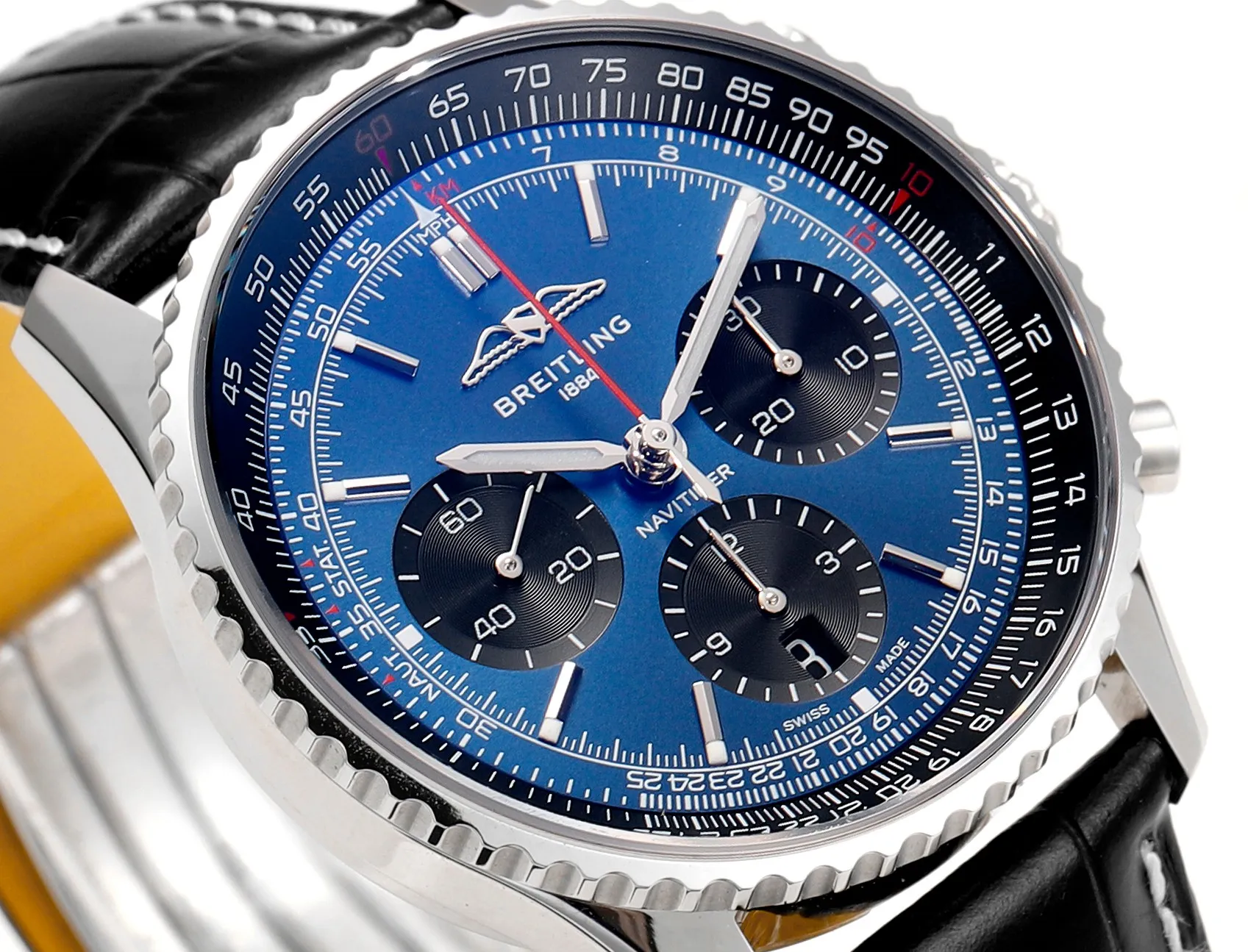 BLS Factory Breitling Navitimer Chronograph Automatic Men’s Watch with Blue Dial, Silver Case TechFriendly 5549