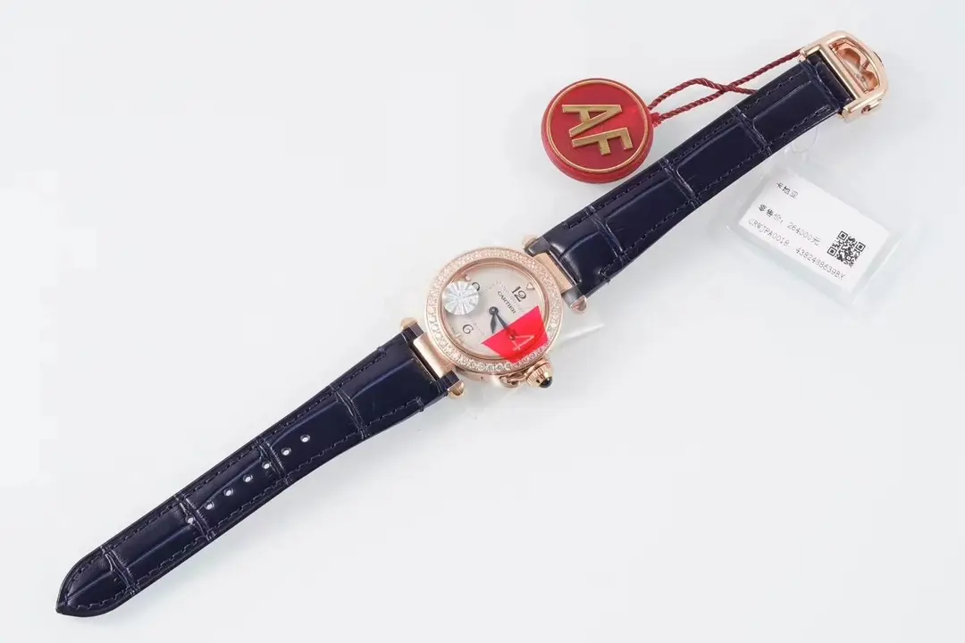3K Factory Cartier Pasha de Cartier 30mm Rose Gold Blue Leather – Top Quality Replica Watch SoftTouch 5198