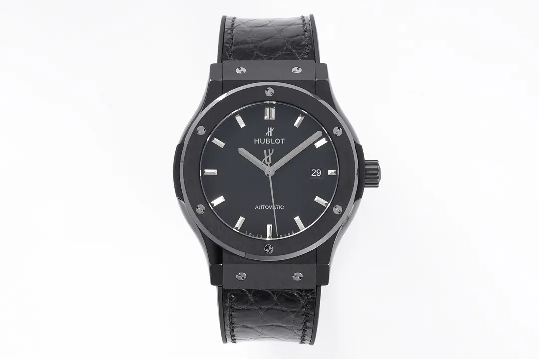 ZF Factory Hublot  Fusion Black Ceramic Watch with Alligator Strap – 42mm, Automatic Movement, Super Clone Quality Modern 1352