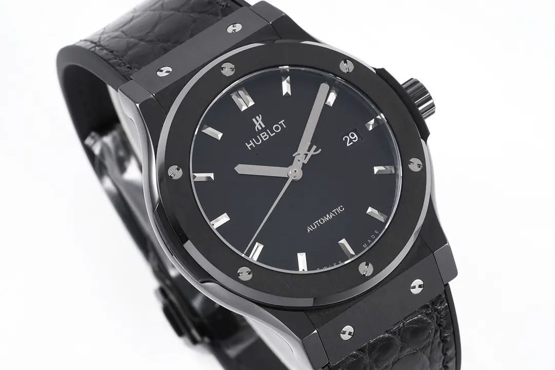 ZF Factory Hublot  Fusion Black Ceramic Watch with Alligator Strap – 42mm, Automatic Movement, Super Clone Quality Modern 1352