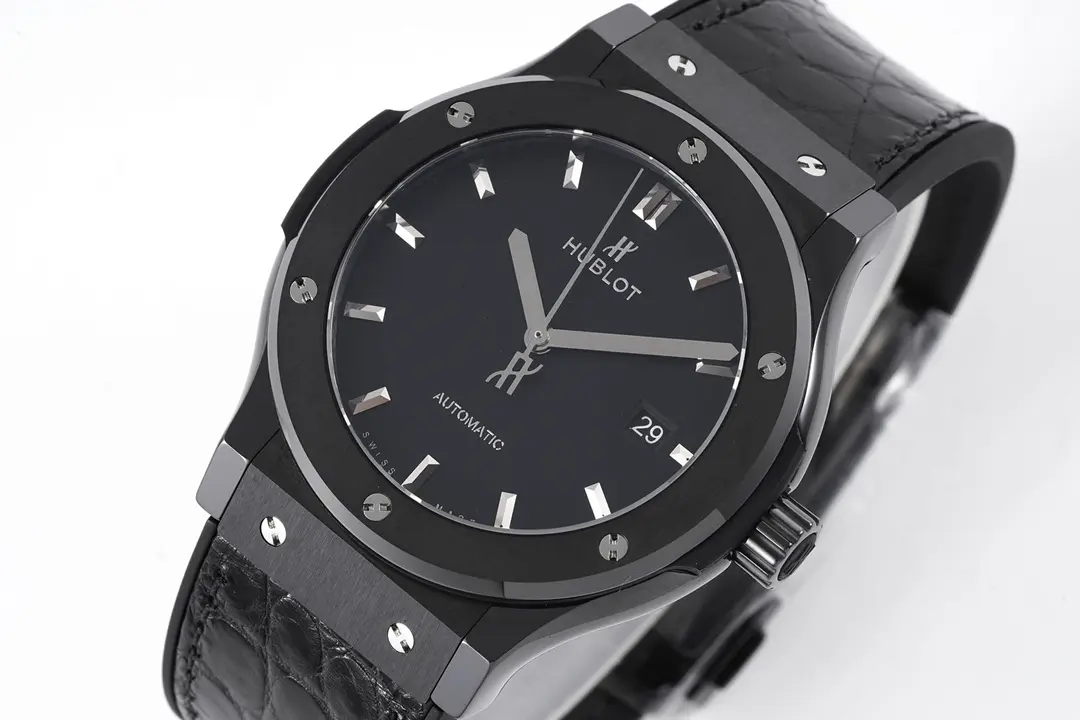 ZF Factory Hublot  Fusion Black Ceramic Watch with Alligator Strap – 42mm, Automatic Movement, Super Clone Quality Modern 1352