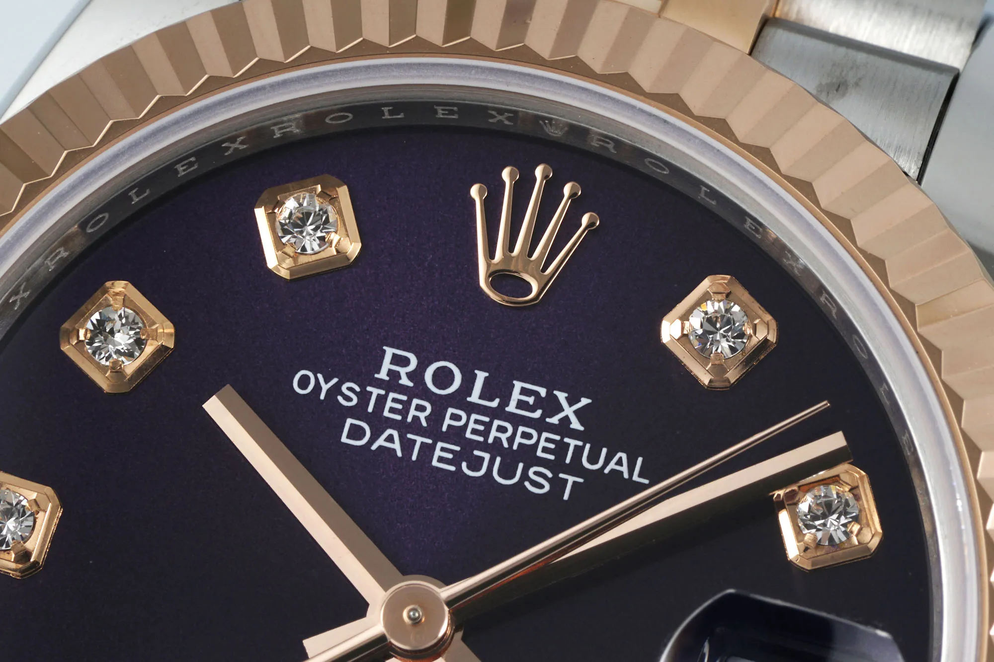 AR Factory Rolex Lady-Datejust 31mm Everose Gold & Steel Aubergine Diamond Dial Jubilee Bracelet Watch HighQuality 4919