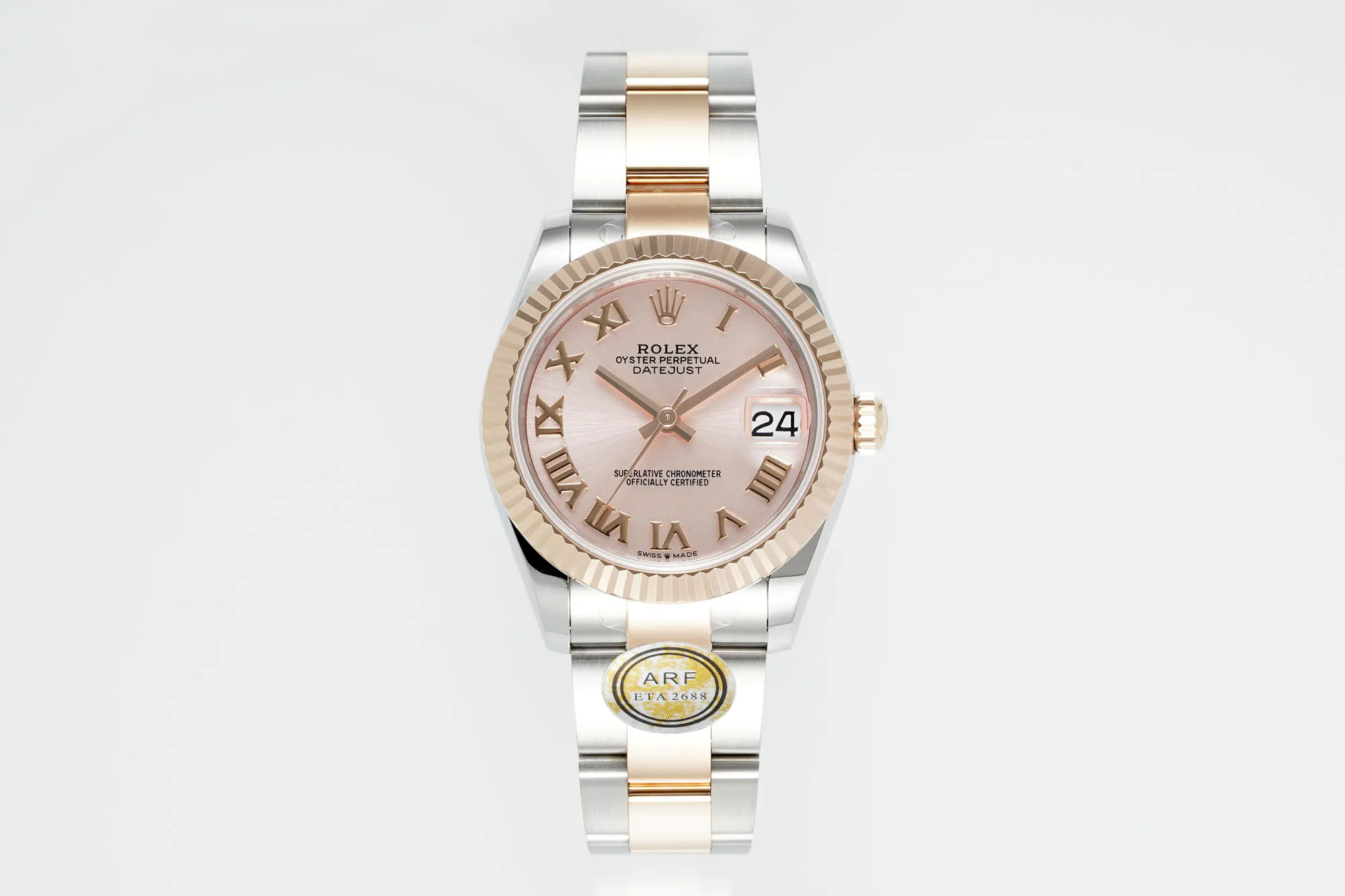 AR Factory Rolex Datejust 31mm Pink Roman Dial Two-Tone Oystersteel and Yellow Gold Ladies Watch Effortless 4924