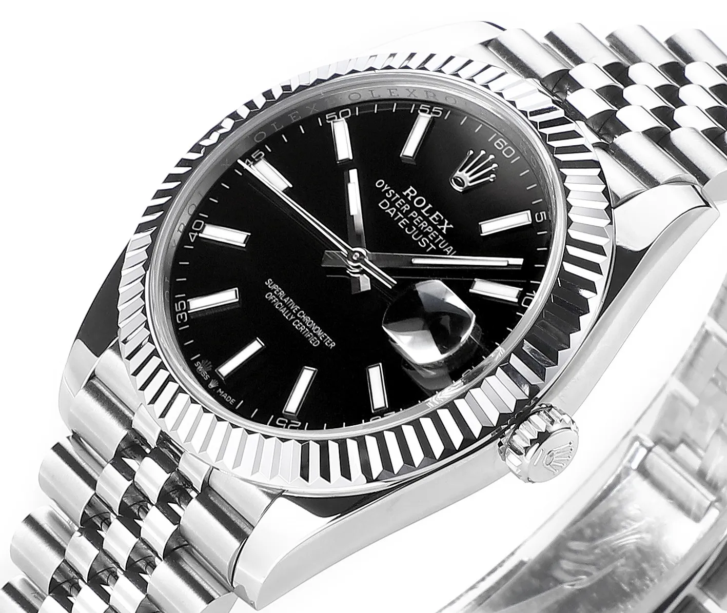 OdorResistant AR Factory Rolex Datejust 41mm Fluted Bezel Black Dial Silver Jubilee Bracelet Luxury Men’s Watch 4947