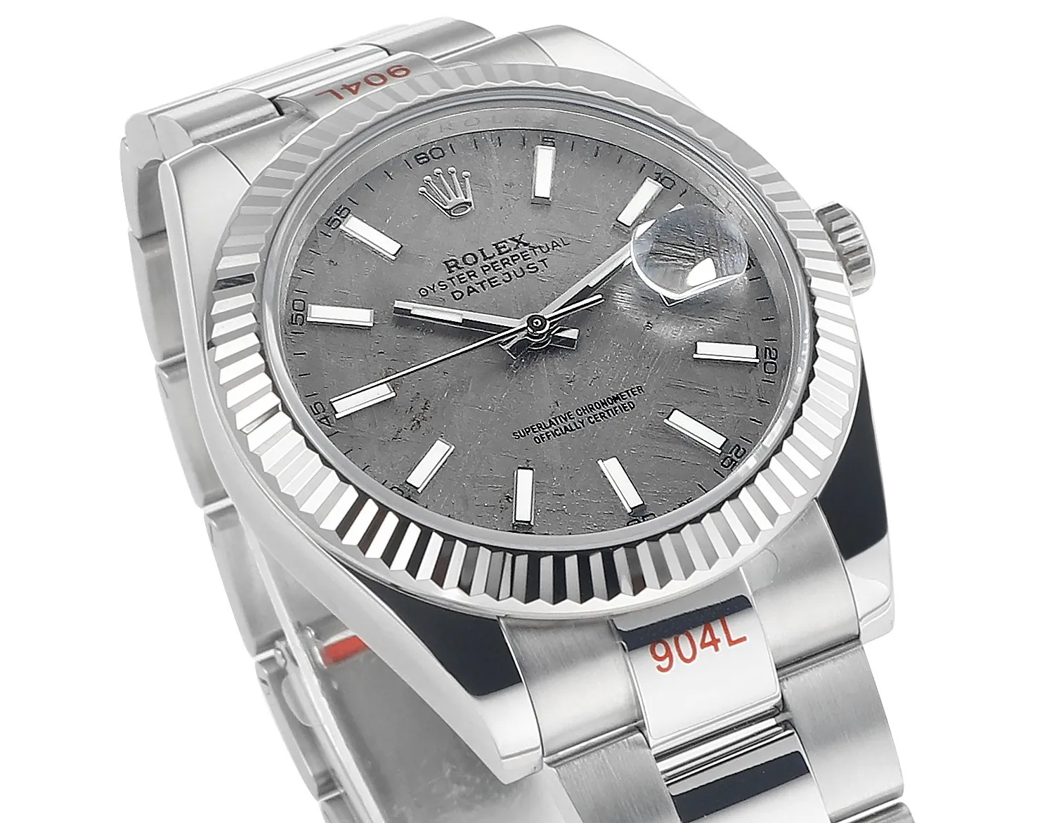 Elegant VS Factory Rolex Datejust 41mm Grey Meteorite Dial Fluted Bezel Oystersteel Automatic Men’s Watch 279