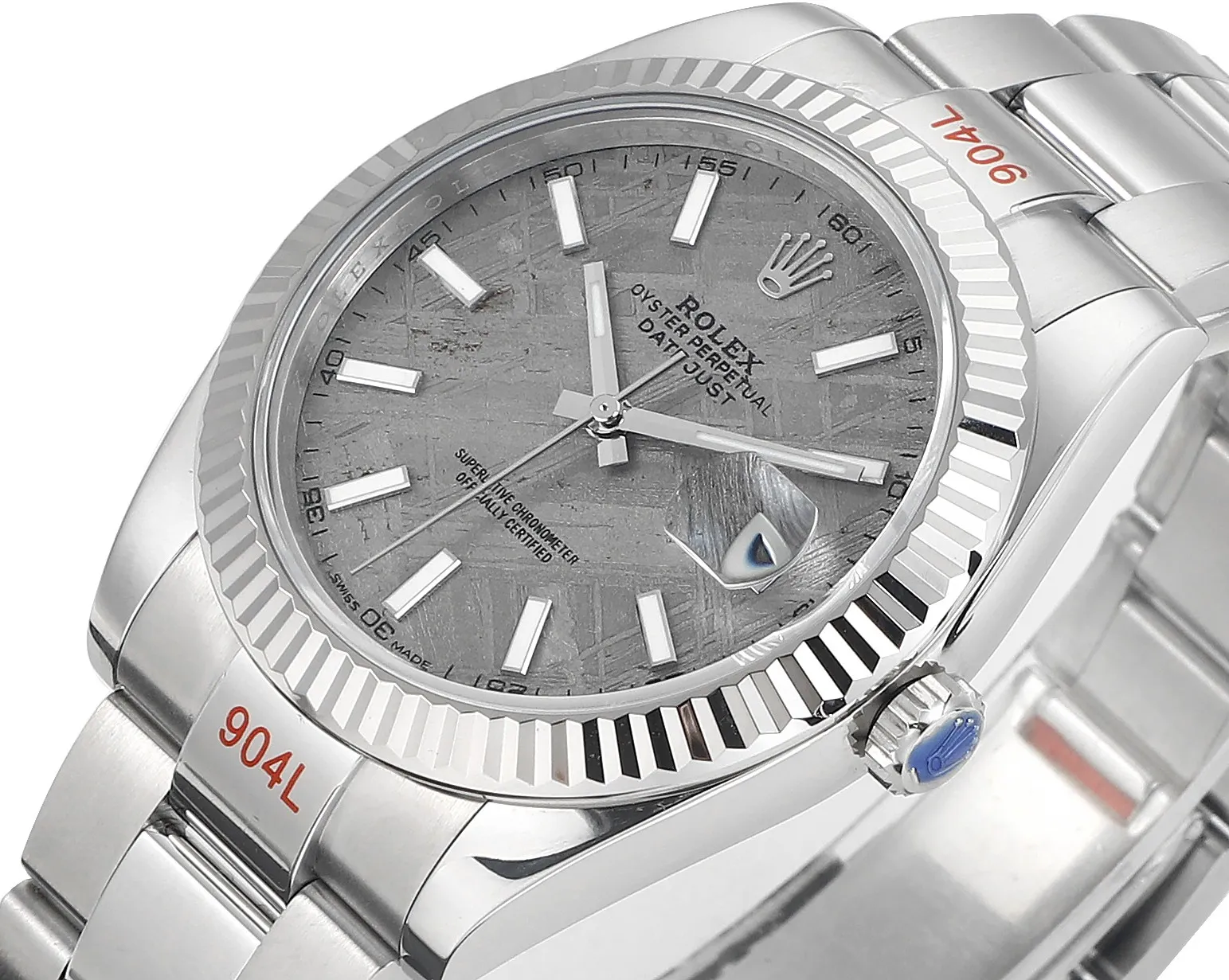 Elegant VS Factory Rolex Datejust 41mm Grey Meteorite Dial Fluted Bezel Oystersteel Automatic Men’s Watch 279