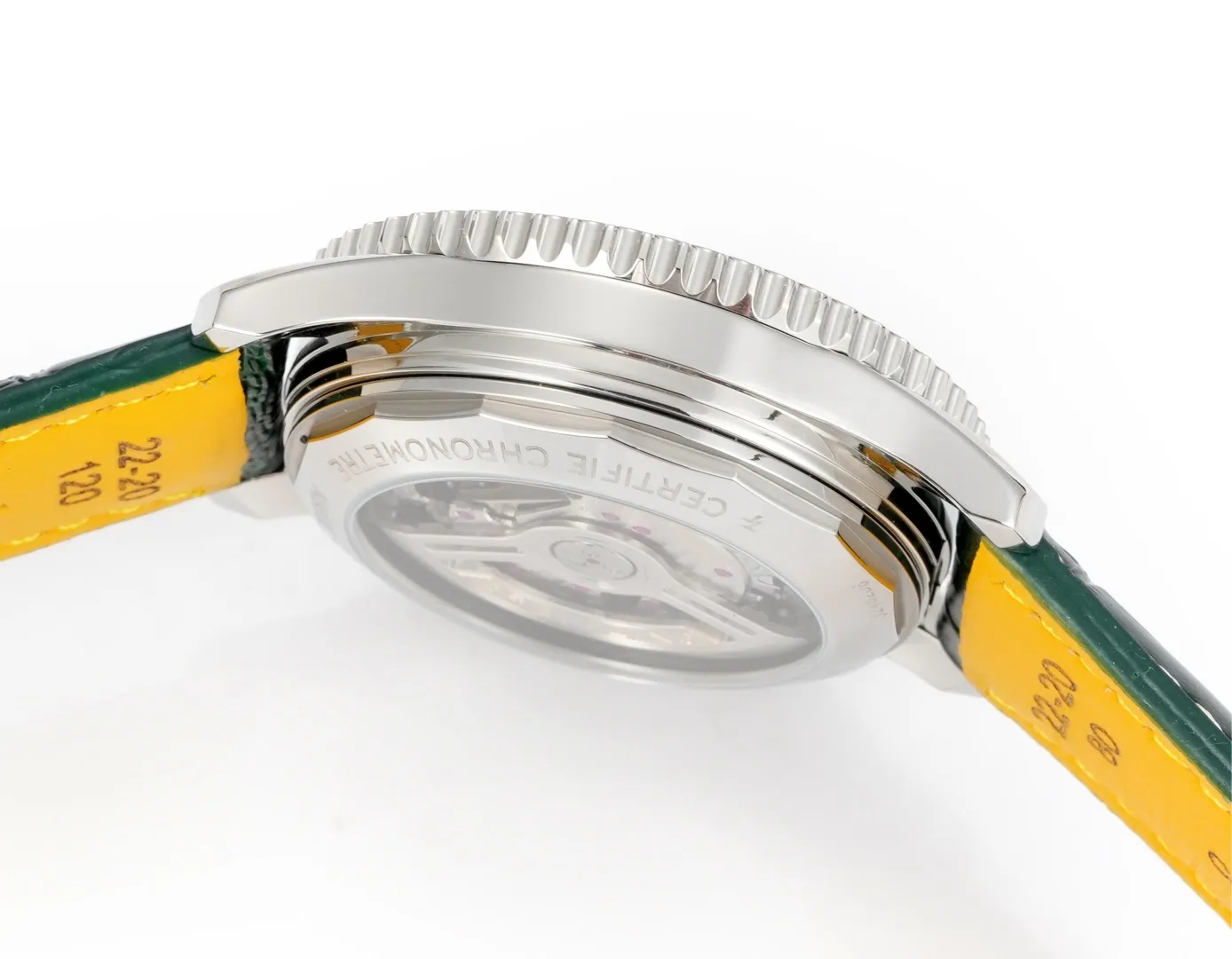 Vibrant BLS Factory Breitling Navitimer Chronograph Green Dial Leather Strap Aviation Watch 5556