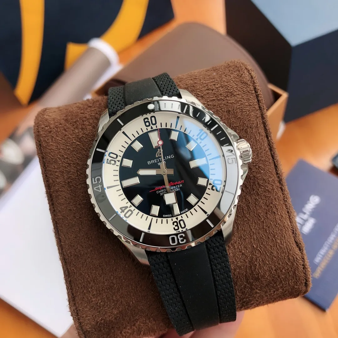 BLS Factory Breitling Superocean Automatic Black Dial Silver Bezel Men’s Diver Watch SmartChoice 2651