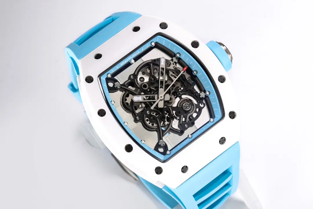 Sleek ZF Factory Richard Mille RM055 White Ceramic Blue Strap – Super Clone Replica Watch 3884