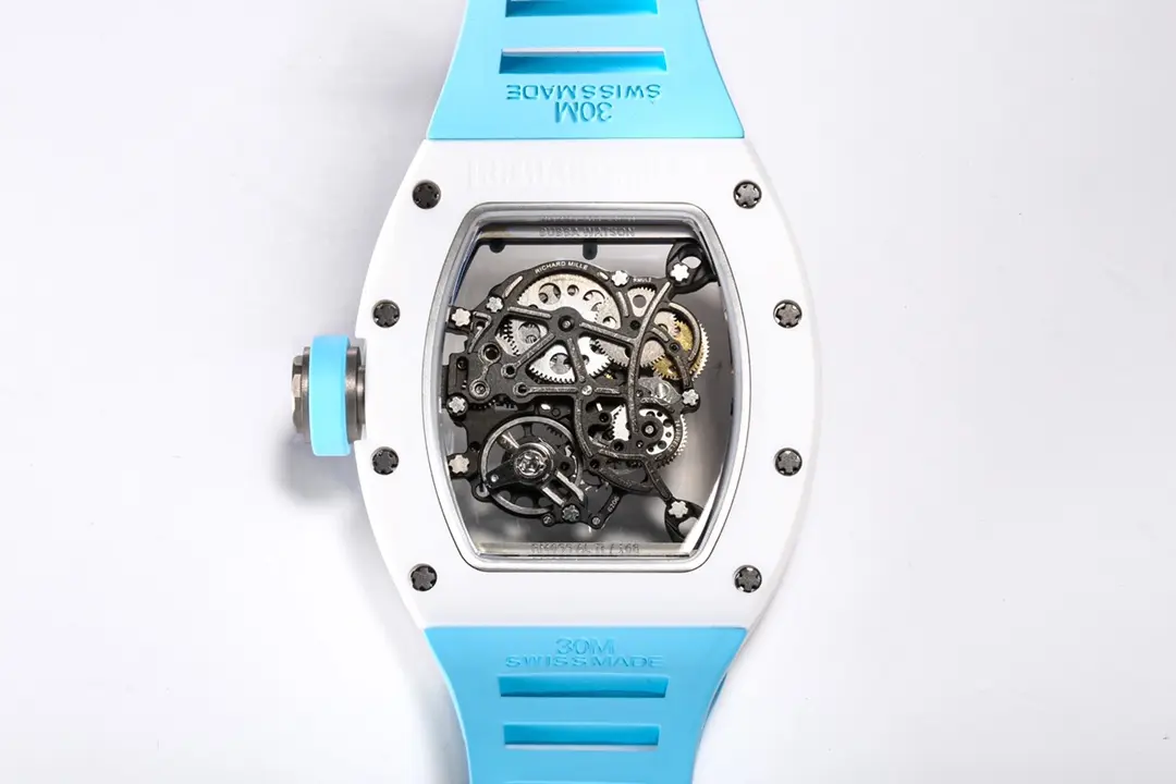 Sleek ZF Factory Richard Mille RM055 White Ceramic Blue Strap – Super Clone Replica Watch 3884