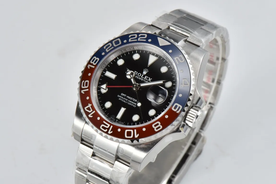 AR Factory Rolex GMT-Master II Pepsi Blue Red Ceramic Bezel Black Dial Stainless Automatic Watch ZipUp 364