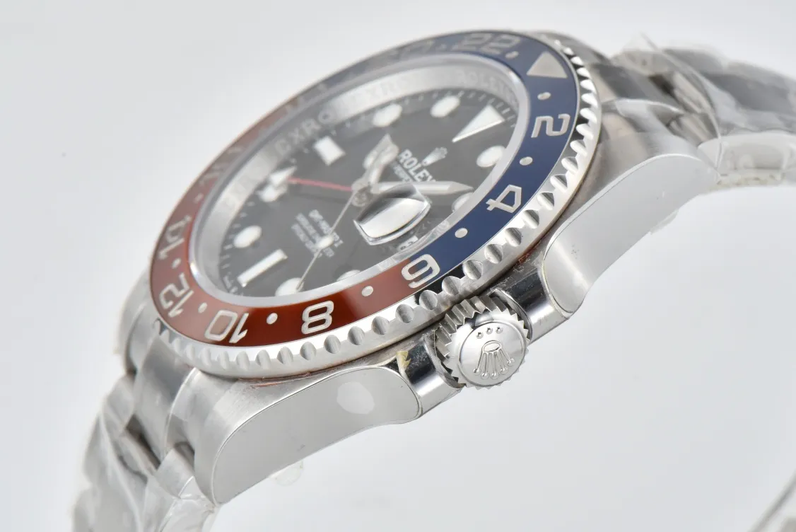 AR Factory Rolex GMT-Master II Pepsi Blue Red Ceramic Bezel Black Dial Stainless Automatic Watch ZipUp 364