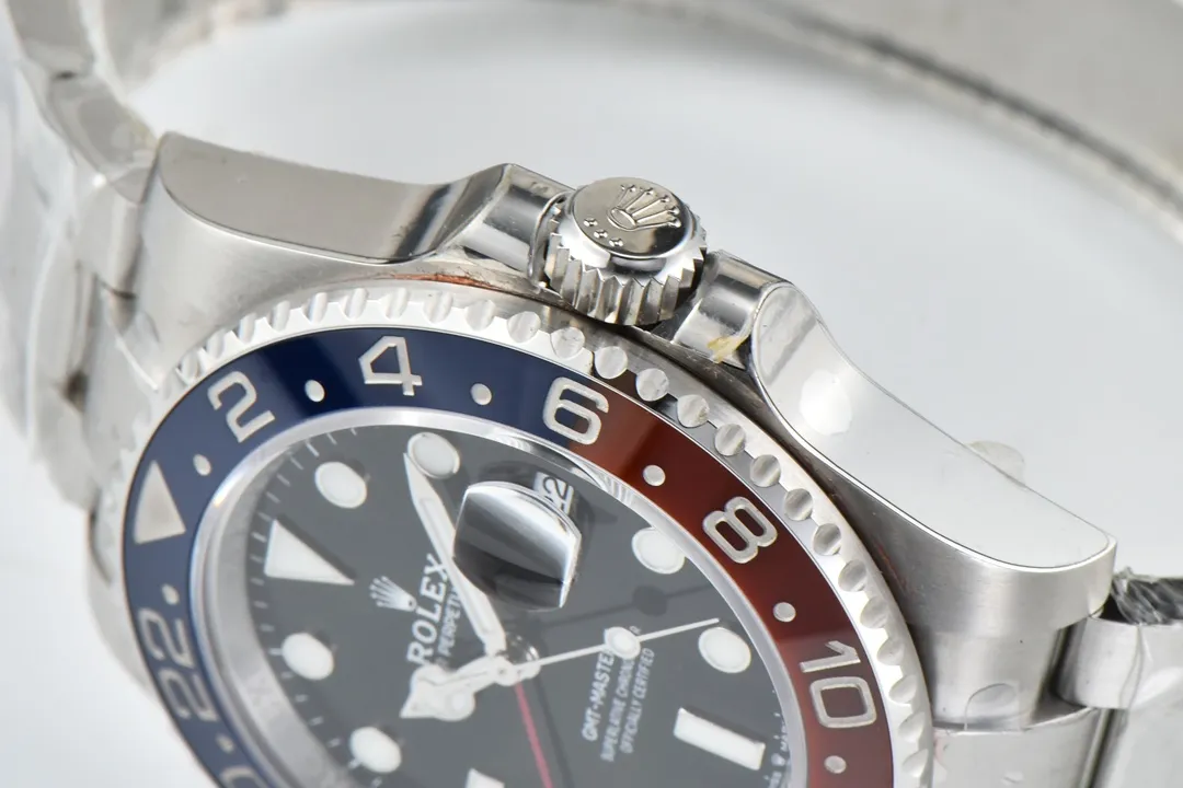AR Factory Rolex GMT-Master II Pepsi Blue Red Ceramic Bezel Black Dial Stainless Automatic Watch ZipUp 364