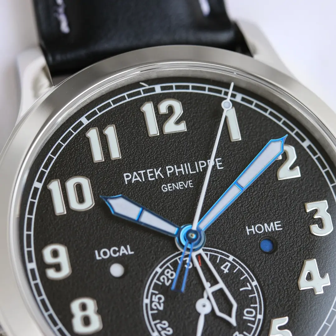 TW Factory Patek Philippe Calatrava Pilot Travel Time Black Dial Super Clone Replica Watch Supportive 3426