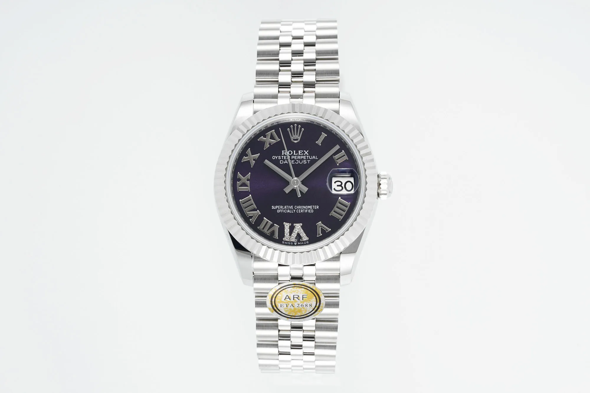 WeatherProof AR Factory Rolex Datejust Purple Dial Roman Numerals Stainless Steel Jubilee Bracelet Women’s Luxury Watch 4957