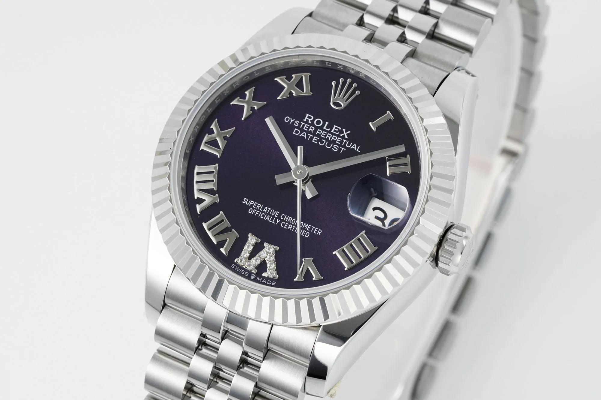 WeatherProof AR Factory Rolex Datejust Purple Dial Roman Numerals Stainless Steel Jubilee Bracelet Women’s Luxury Watch 4957