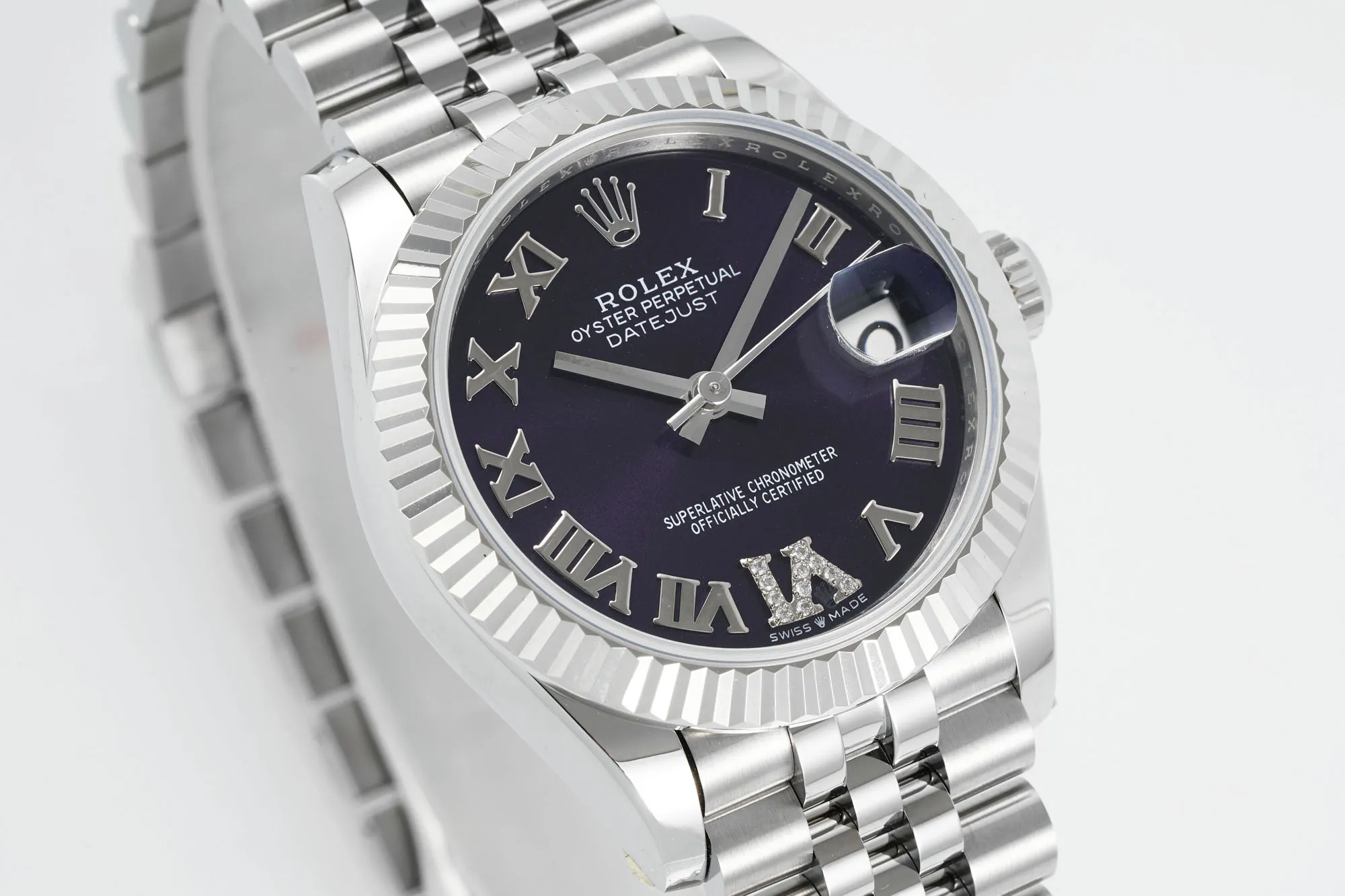 WeatherProof AR Factory Rolex Datejust Purple Dial Roman Numerals Stainless Steel Jubilee Bracelet Women’s Luxury Watch 4957