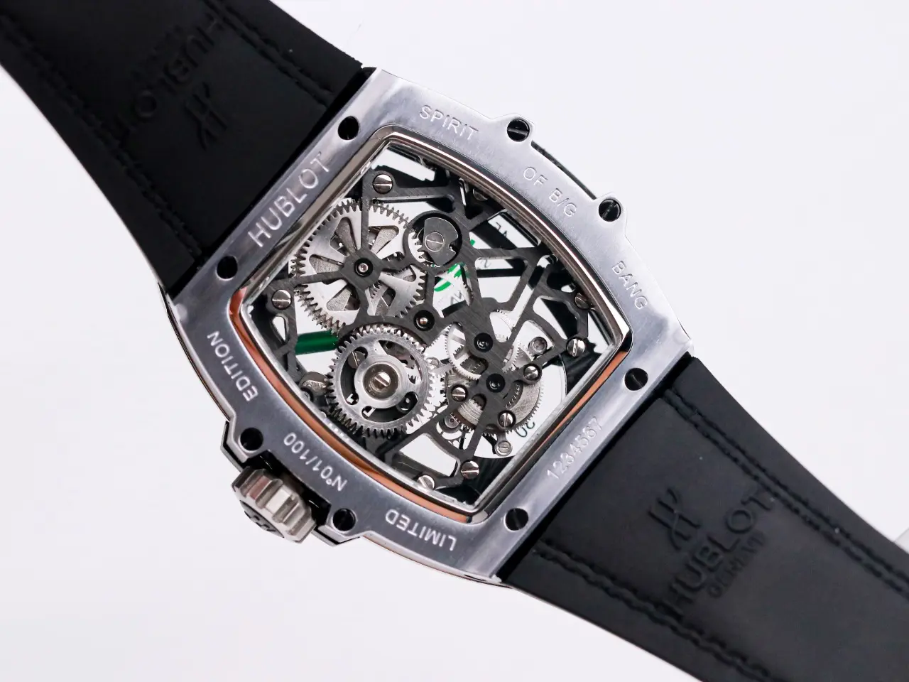 Bright ZF Factory Hublot Masterpiece 906 Tourbillon Watch – Silver with Green Accents, Manual Wind Movement, Leather Strap, Super Clone Design 1393