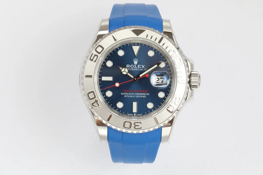 UrbanChic Rolex Yacht-Master 42 Blue Dial Stainless Steel Case with Blue Rubber Strap – Sporty  Automatic Timepiece 346