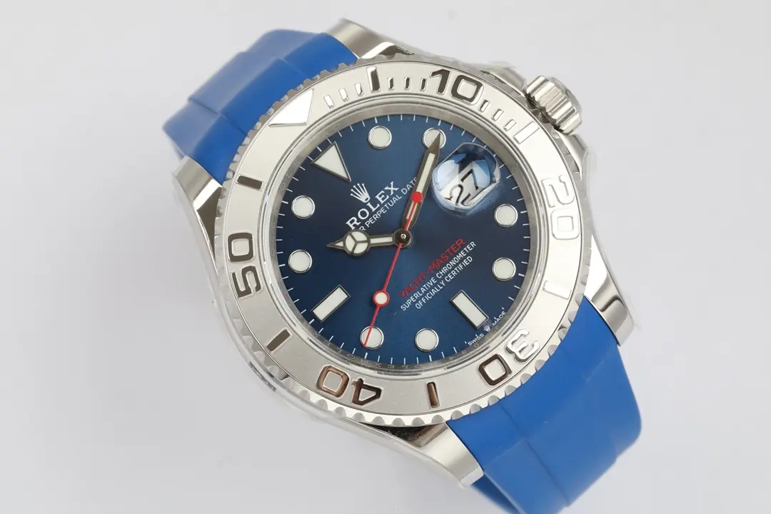 UrbanChic Rolex Yacht-Master 42 Blue Dial Stainless Steel Case with Blue Rubber Strap – Sporty  Automatic Timepiece 346