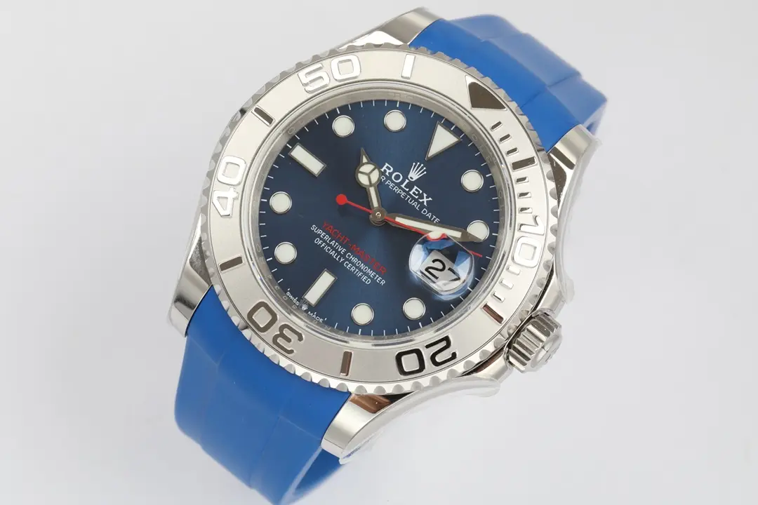 UrbanChic Rolex Yacht-Master 42 Blue Dial Stainless Steel Case with Blue Rubber Strap – Sporty  Automatic Timepiece 346