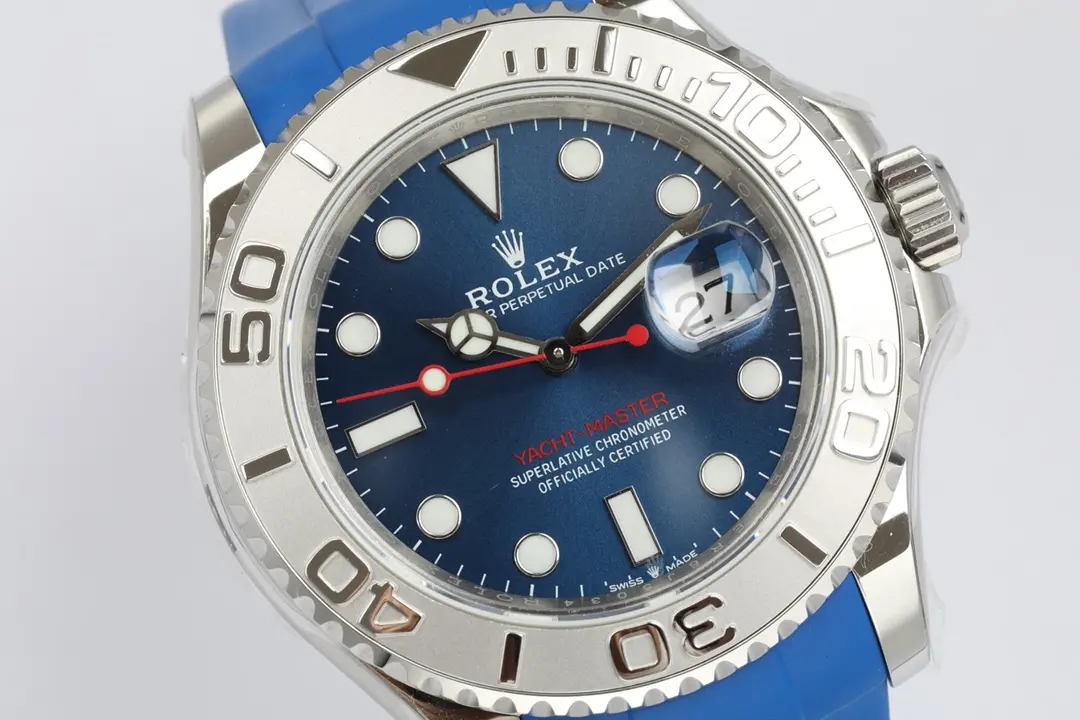 UrbanChic Rolex Yacht-Master 42 Blue Dial Stainless Steel Case with Blue Rubber Strap – Sporty  Automatic Timepiece 346