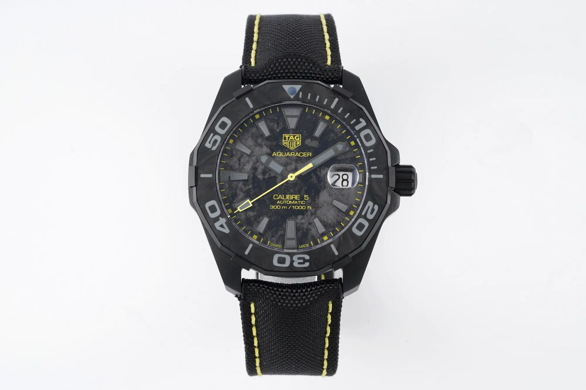 XF Factory TAG Heuer Series Watch – Black Carbon Fiber Dial, Yellow Stitching Strap, Formal &  Style, SW200 Movement, Super Clone Replica Edition Colorful 8227