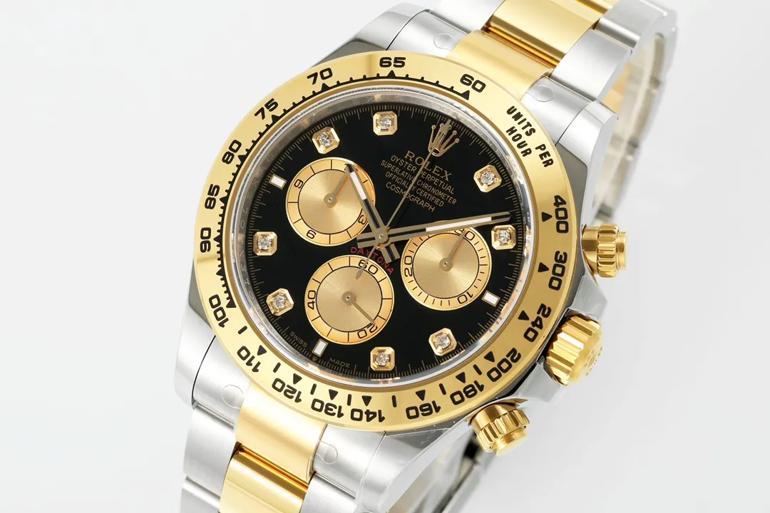 OdorResistant BT Factory Rolex Daytona Watch – Two-Tone Stainless Steel and Gold, Black Dial, Chronograph Style by VSF Watches Brand 4811