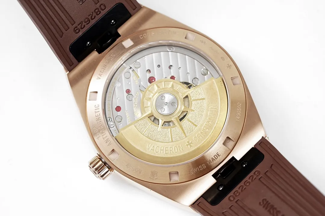 Attractive 8F Factory Vacheron Constantin Overseas Automatic Watch – Rose Gold Case, Brown Strap, Interchangeable Band System, Super Clone Watch 4131