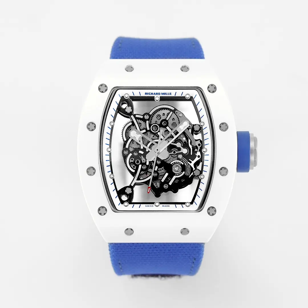 MoistureWicking KV Factory Richard Mille White Ceramic Blue Strap Super Clone Watch –  Replica Richard Mille Watch 6498