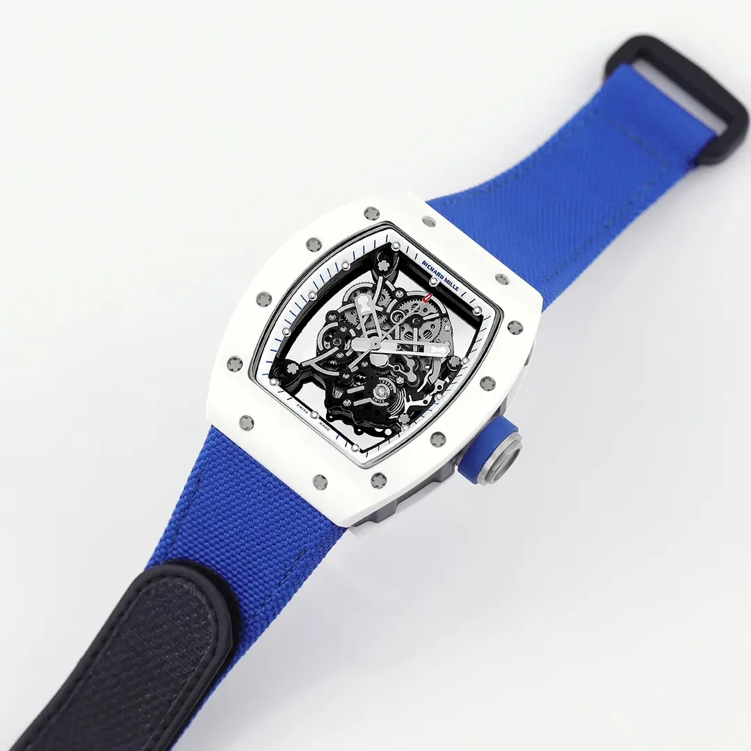 BBR Factory Richard Mille White Ceramic Blue Strap Super Clone Watch –  Replica Richard Mille Watch MultiPurpose 5007