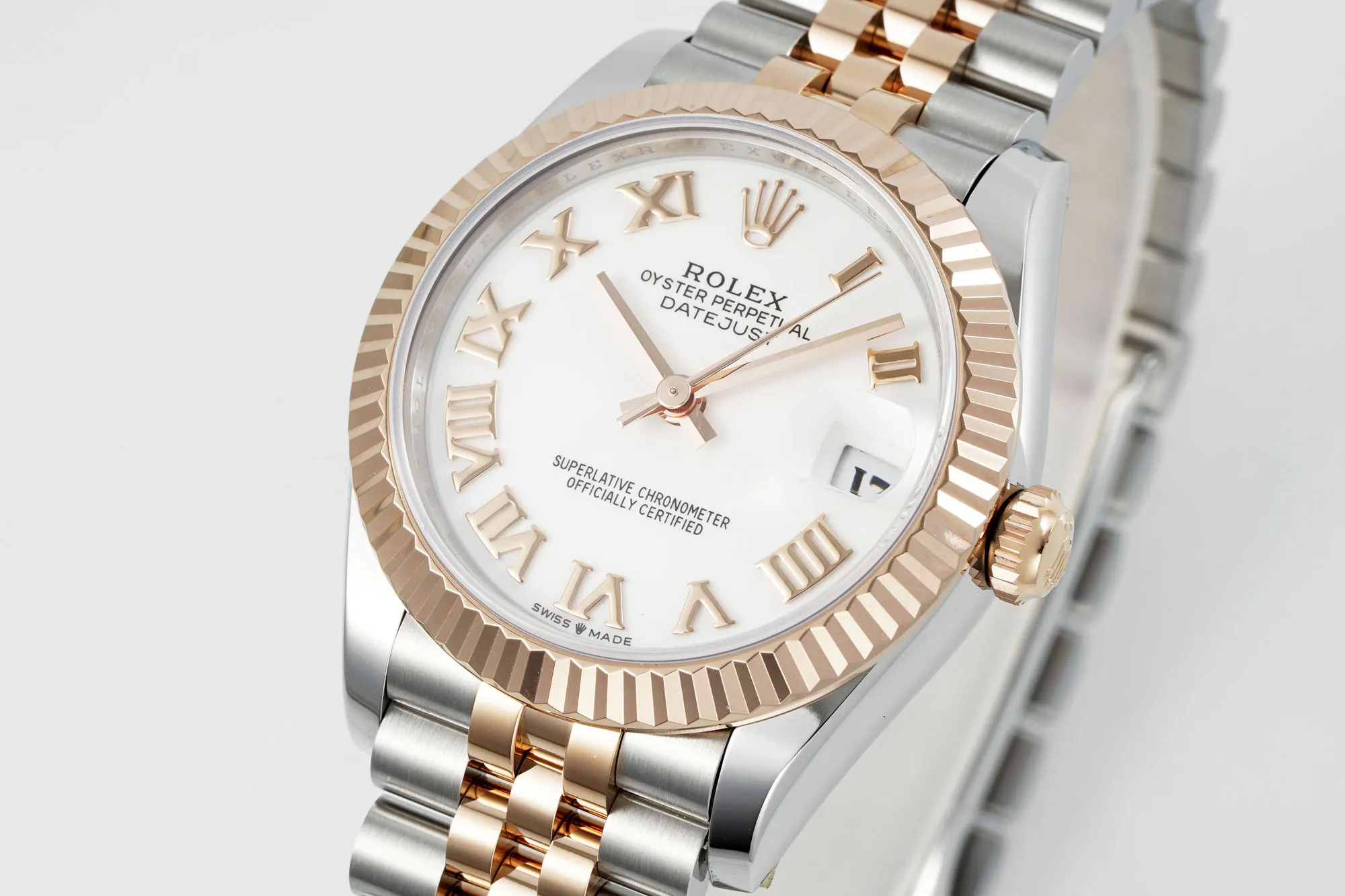 AR Factory Rolex Datejust 31mm Two-Tone Stainless Steel and 18K Yellow Gold White Roman Numeral Dial Fluted Bezel Jubilee Bracelet Luxury Watch WellDesigned 161
