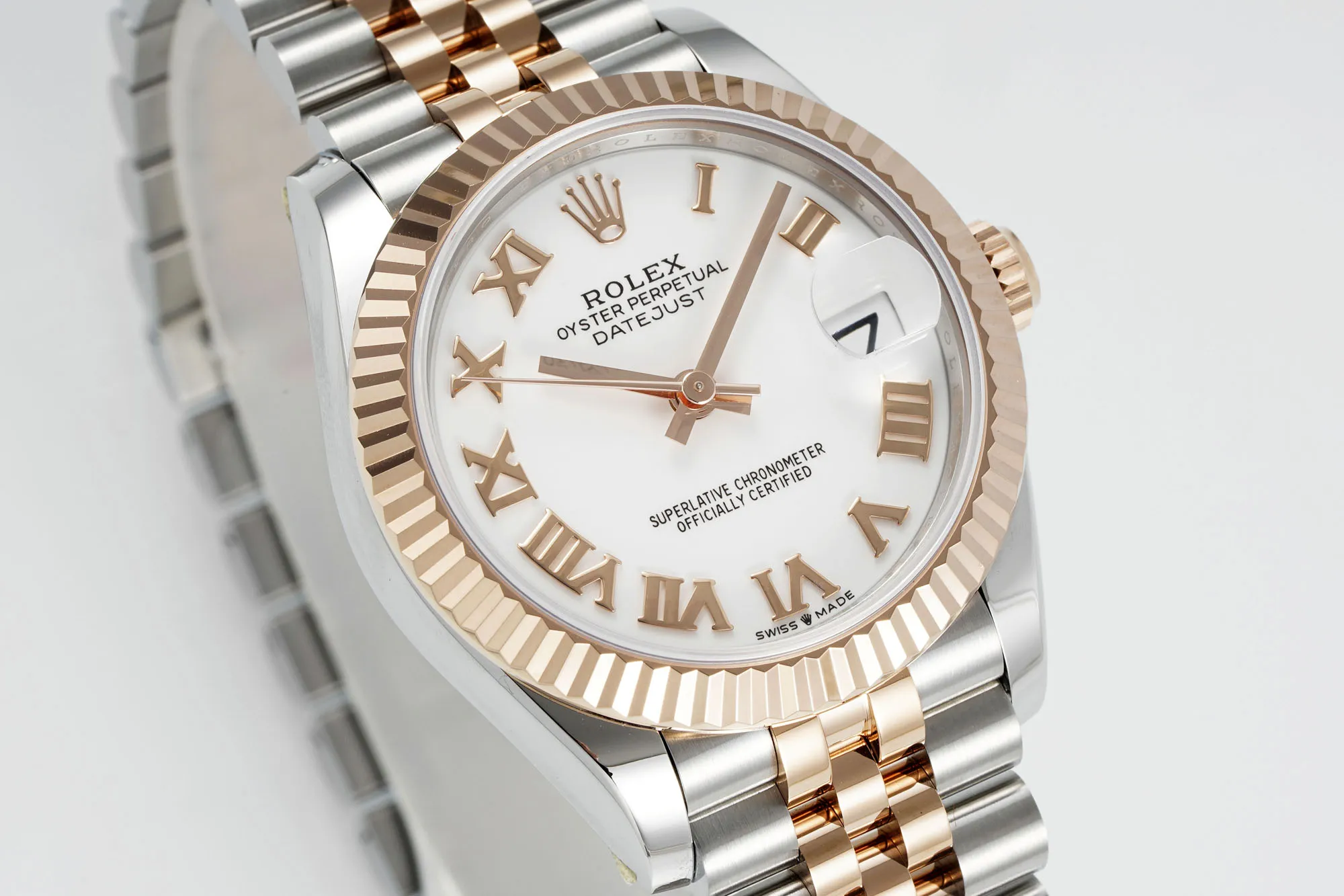 AR Factory Rolex Datejust 31mm Two-Tone Stainless Steel and 18K Yellow Gold White Roman Numeral Dial Fluted Bezel Jubilee Bracelet Luxury Watch WellDesigned 161