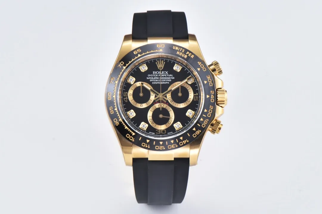 Flexible Rolex Daytona 116518 Gold Black Enamel Dial with Moissanite Stones –  Watches Collection 100