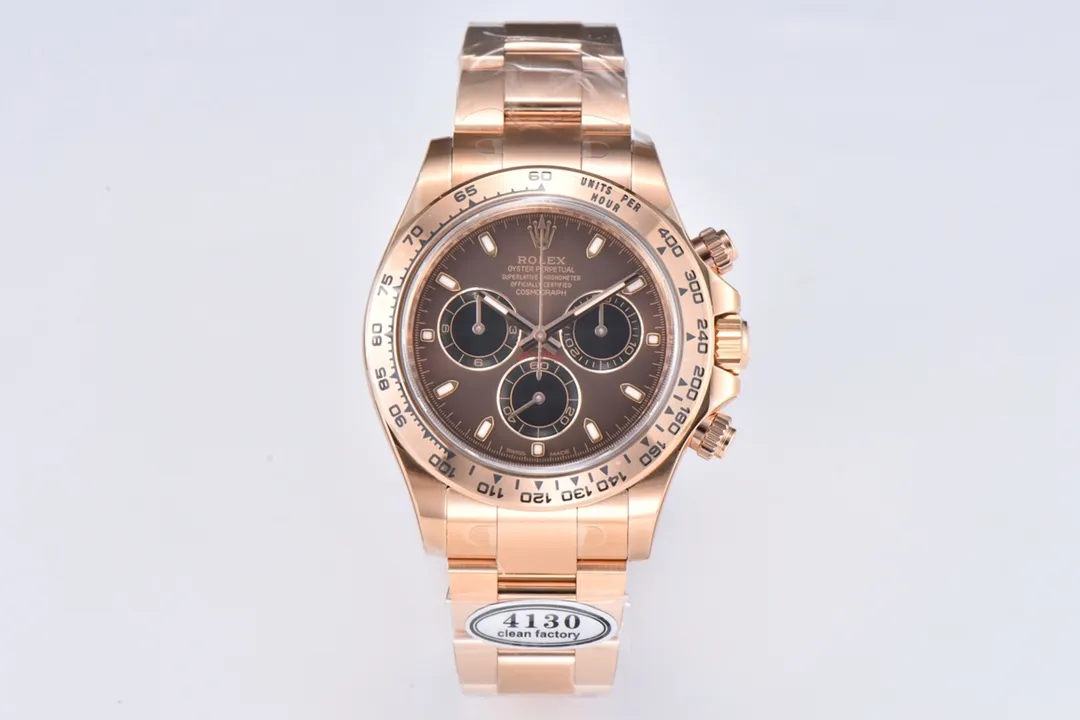 BT Factory Rolex Daytona Clean Factory 116505 Rose Gold Daytona – Brown Dial, Three-Piece Strap Chronograph by VSF Watches Snug 4819