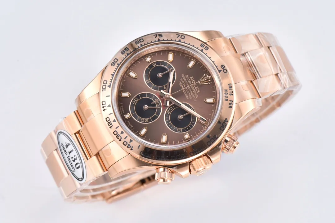 BT Factory Rolex Daytona Clean Factory 116505 Rose Gold Daytona – Brown Dial, Three-Piece Strap Chronograph by VSF Watches Snug 4819