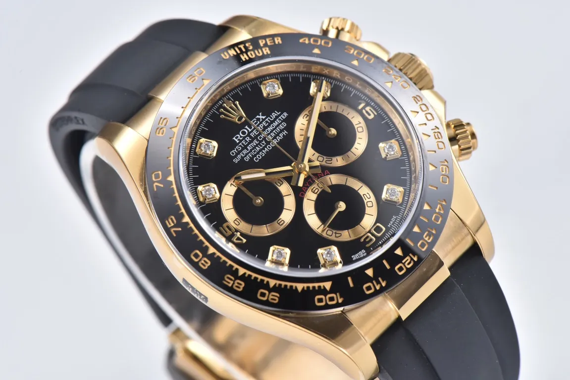 BT Factory Rolex Daytona 116518 Gold Black Enamel Dial with Moissanite Stones –  VSF Watches Collection Colorful 4820