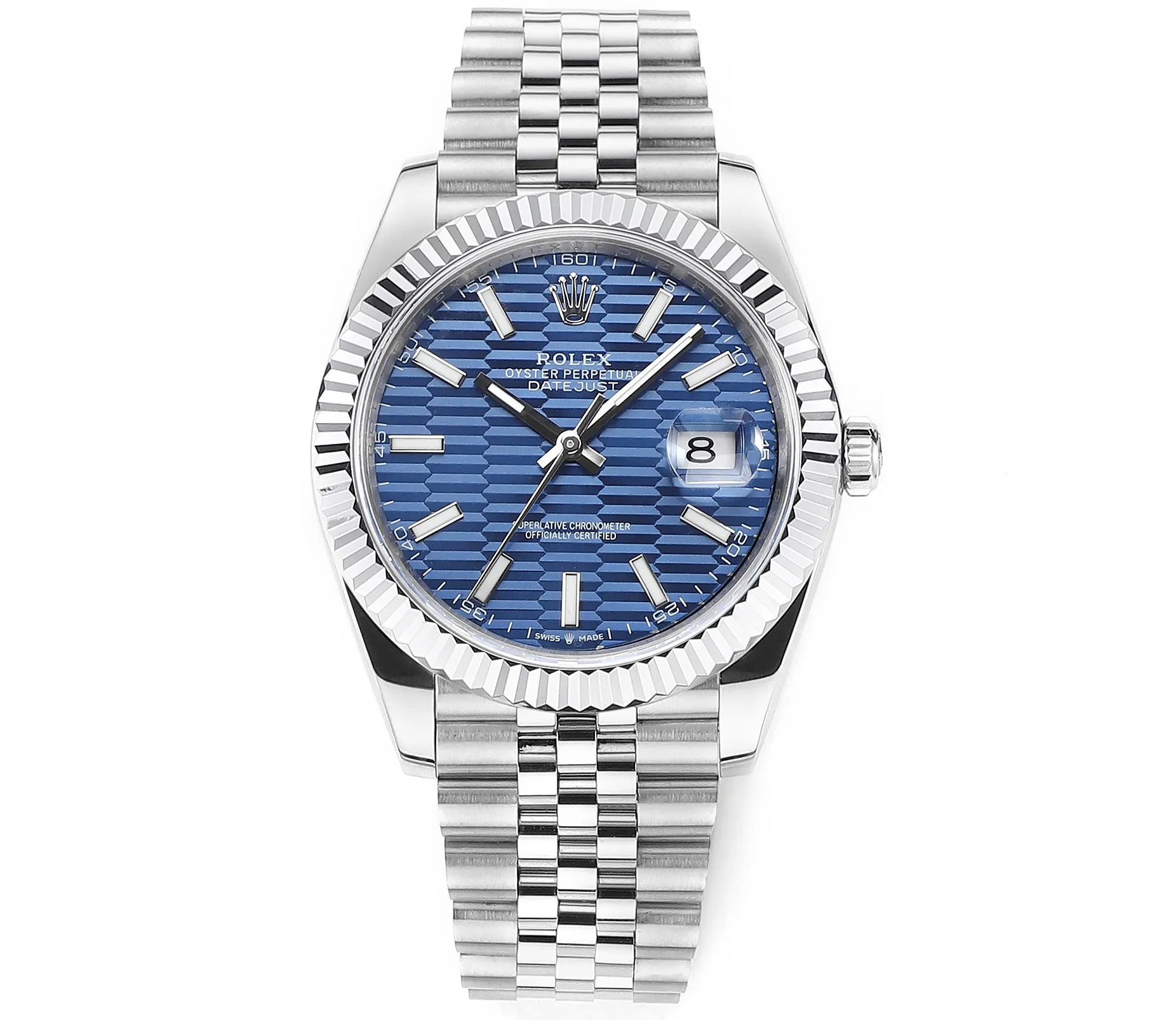 AR Factory Rolex Datejust 41mm Blue Dial Fluted Bezel Jubilee Bracelet Stainless Steel Automatic Men’s Watch AllSeason 4944