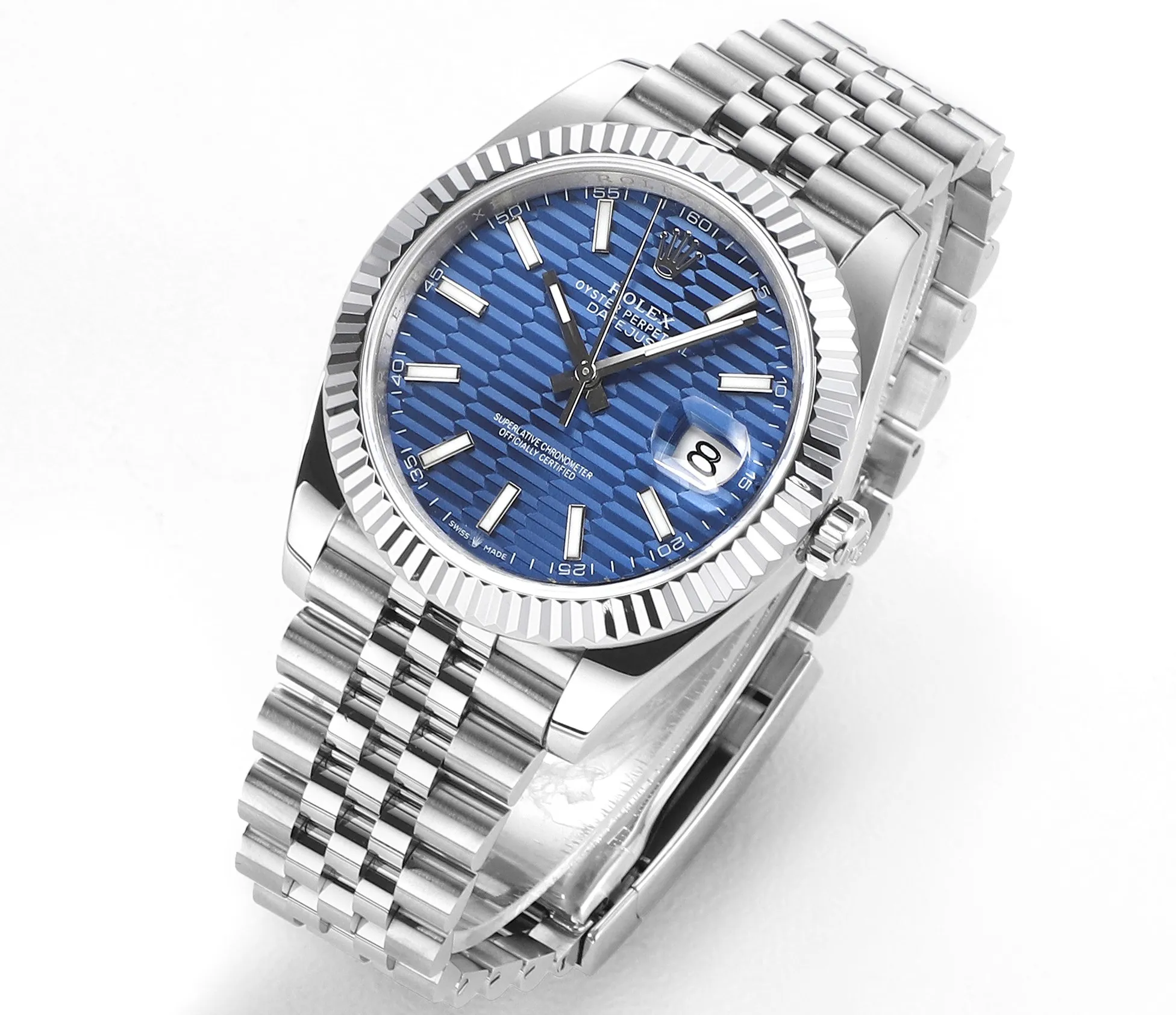 AR Factory Rolex Datejust 41mm Blue Dial Fluted Bezel Jubilee Bracelet Stainless Steel Automatic Men’s Watch AllSeason 4944