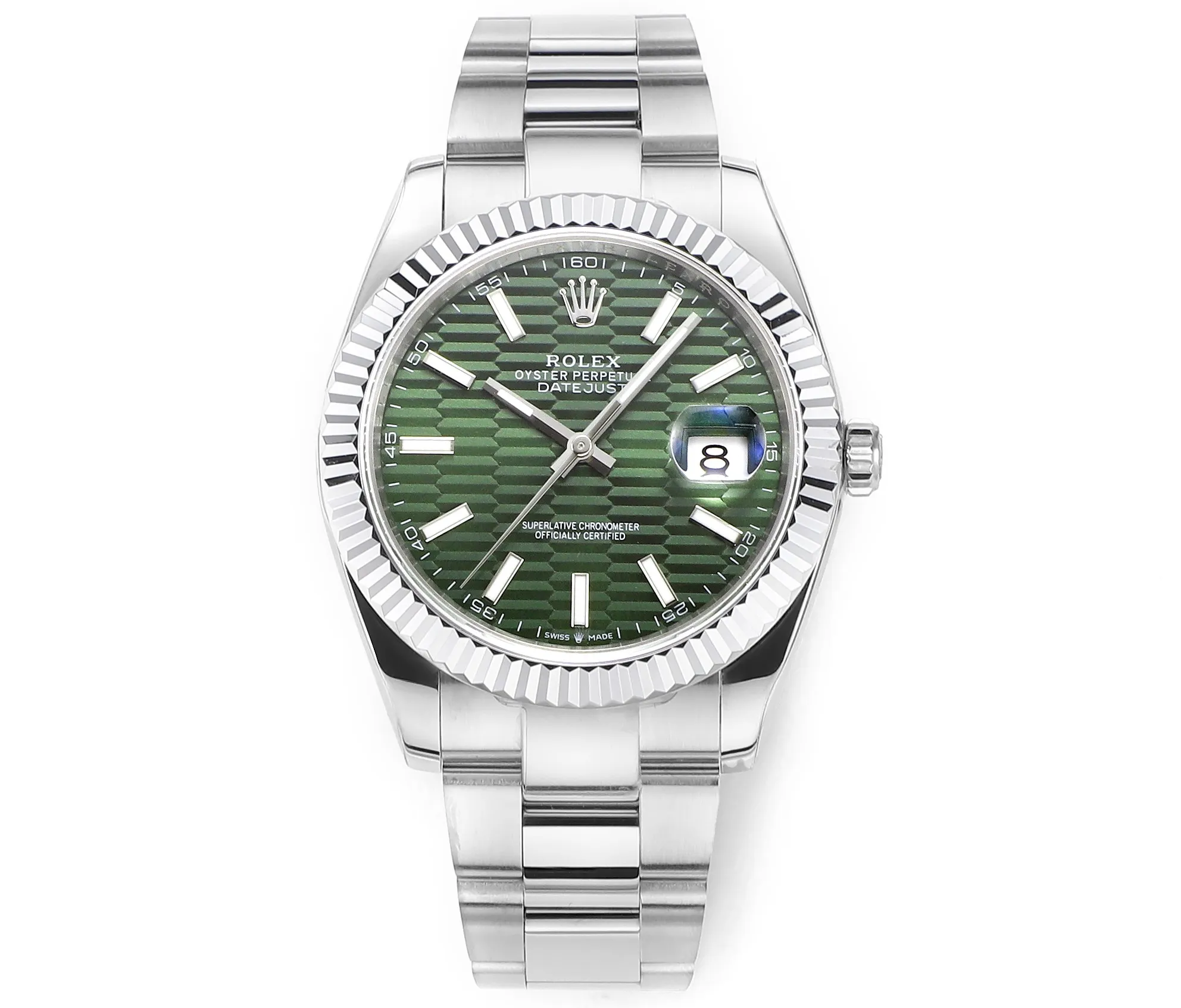 AR Factory Rolex Datejust 41mm Stainless Steel Green Dial Fluted Bezel Oyster Bracelet Automatic Men’s Watch Tailored 4864