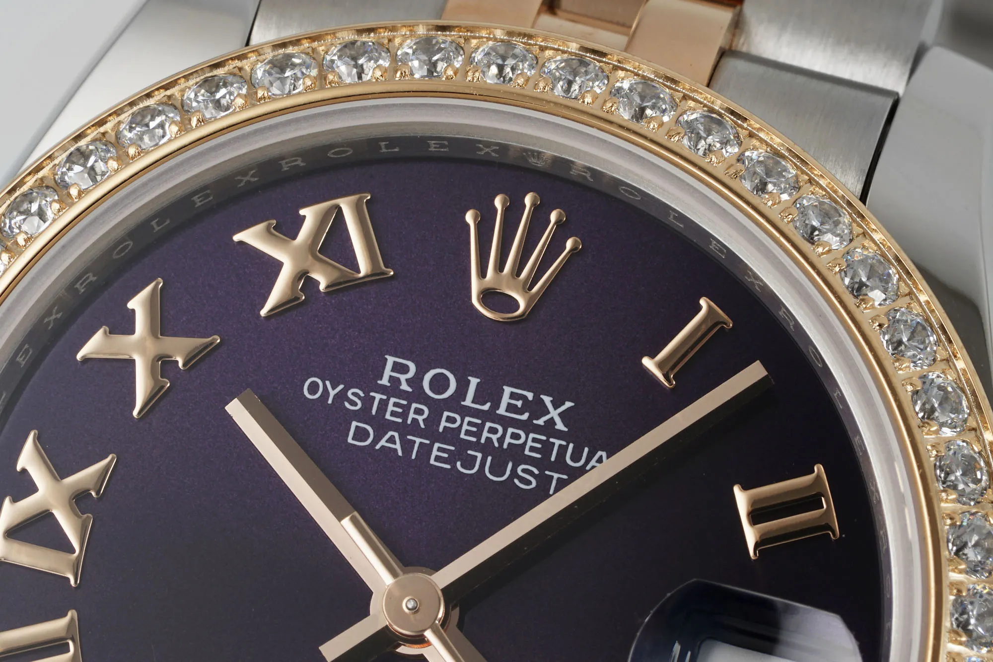 Breathable AR Factory Rolex Datejust 31mm Two-Tone Steel and Yellow Gold Aubergine Diamond Dial Jubilee Bracelet Watch 4992