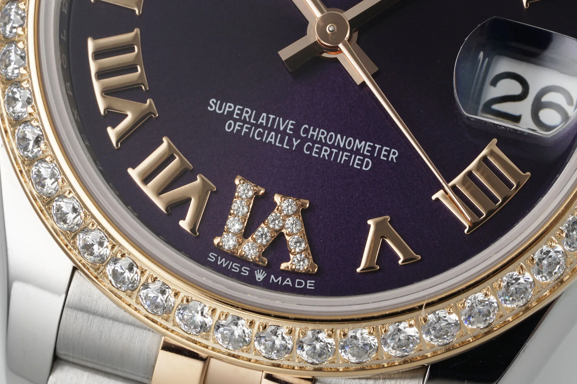 Breathable AR Factory Rolex Datejust 31mm Two-Tone Steel and Yellow Gold Aubergine Diamond Dial Jubilee Bracelet Watch 4992