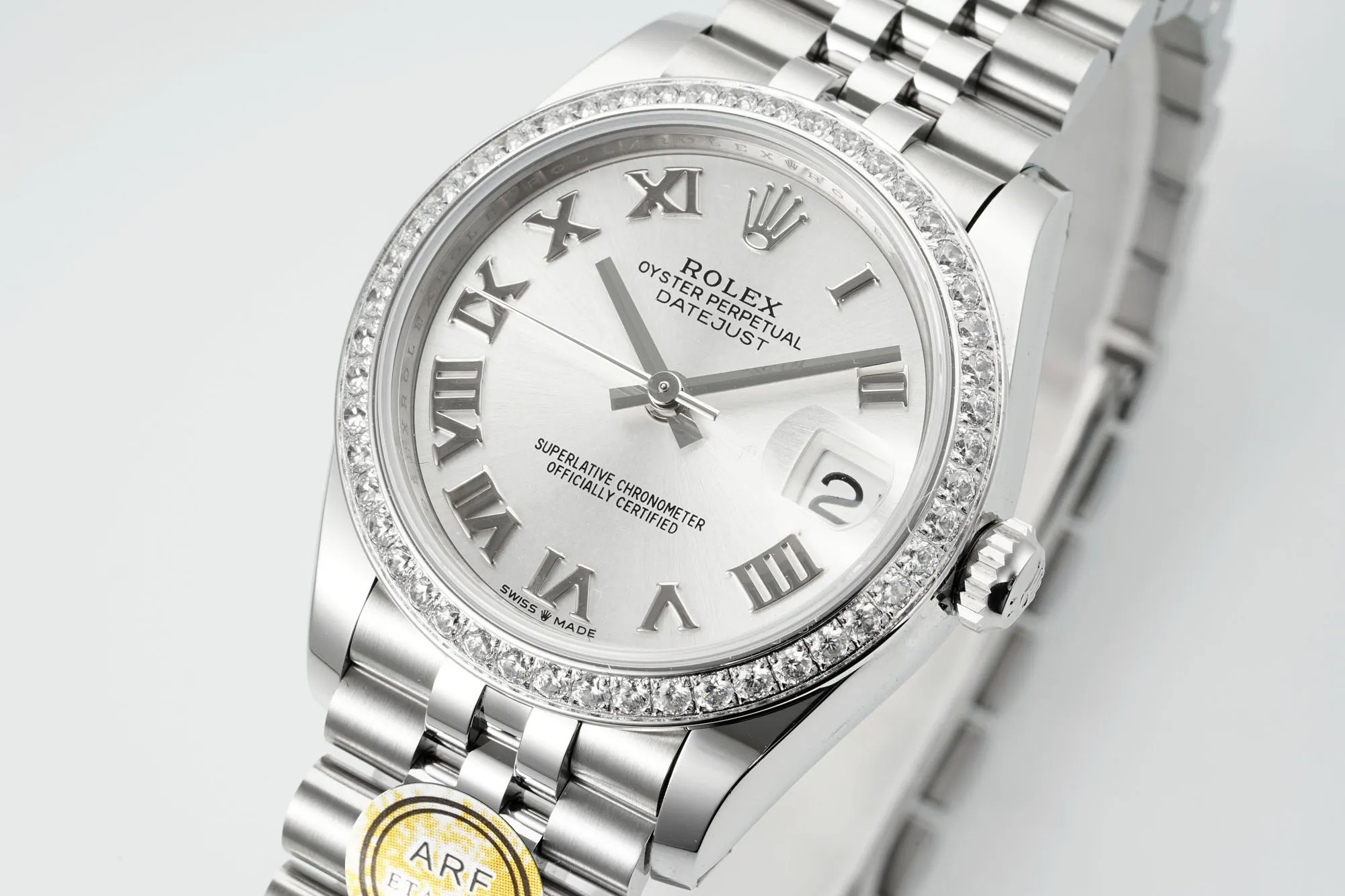 AR Factory Rolex Datejust 31mm White Roman Dial Diamond Bezel Jubilee Bracelet Stainless Steel Women’s Watch UrbanChic 248