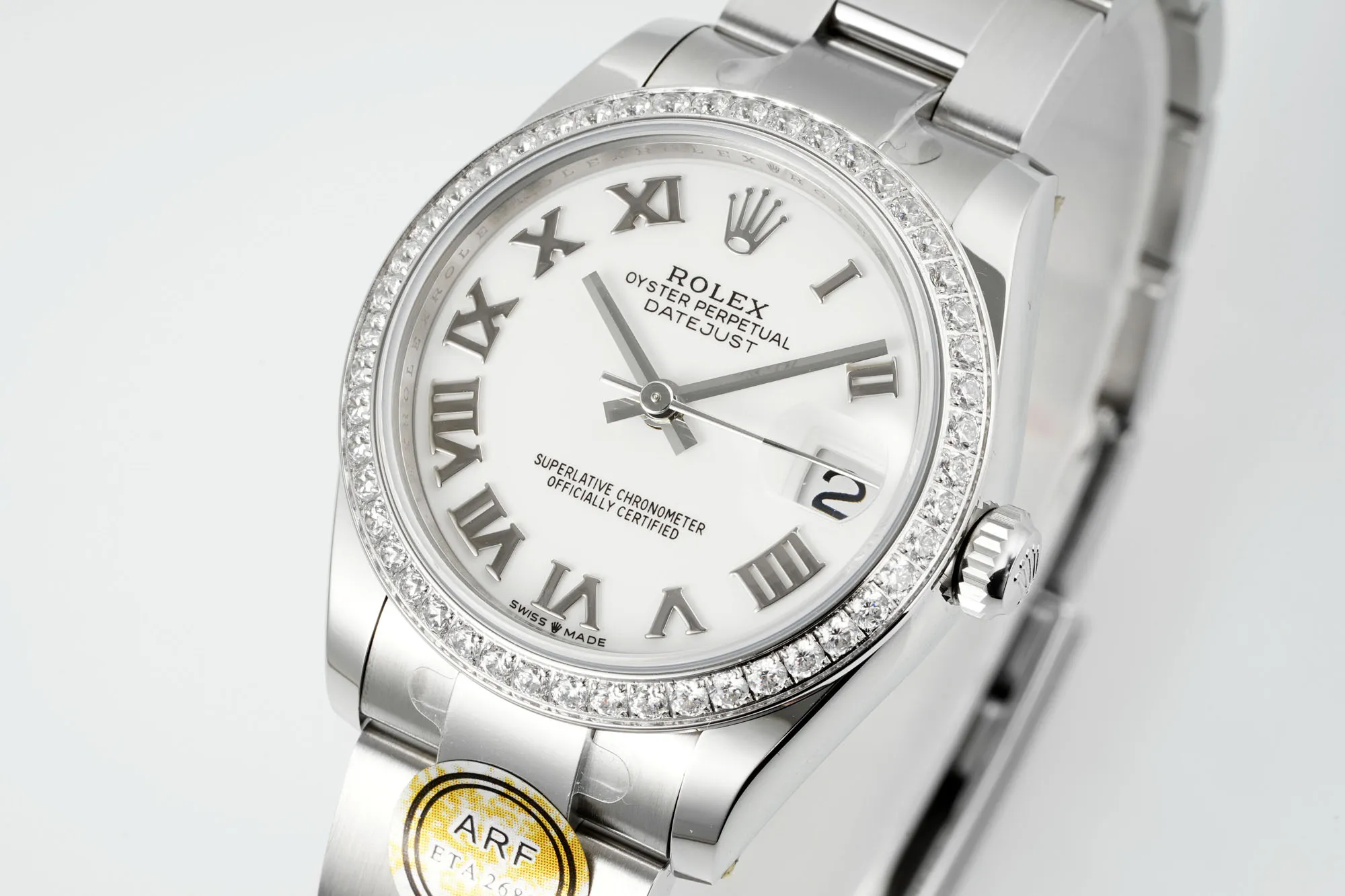 GoAnywhere AR Factory Rolex Lady-Datejust 31mm White Roman Dial Diamond Bezel Stainless Steel Oyster Bracelet Women’s Watch 4962